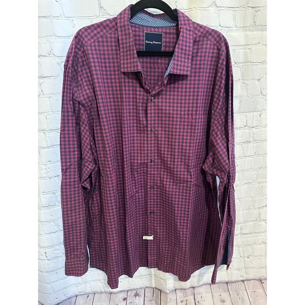 Tommy Bahama Red  Buffalo Check Button-Down Shirt 3XL/3TG Casual Cotton
